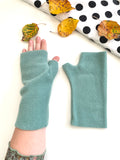 Duck egg fingerless arm warmer mittens