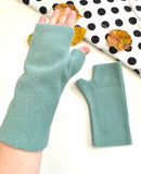 Duck egg fingerless arm warmer mittens