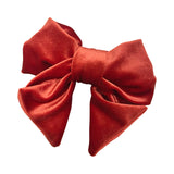 Luxury burnt orange velvet hair bow barrette