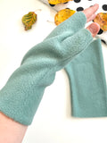 Duck egg fingerless arm warmer mittens