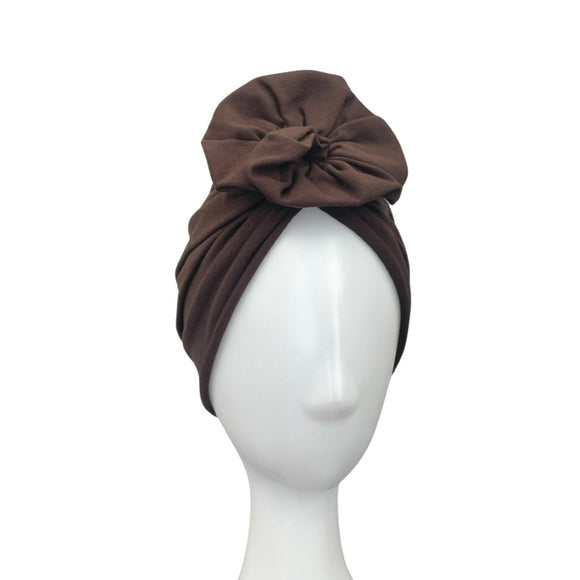 Brown Alopecia Cotton Jersey Turban