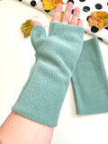 Duck egg fingerless arm warmer mittens