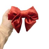 Luxury burnt orange velvet hair bow barrette