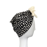 Black and White SPF 50 Dotted Summer Bow Turban Hat