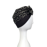 Handmade Speckled Black Bow Turban Head Wrap