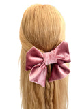 Dusky pink velvet hair bow barrette clip 