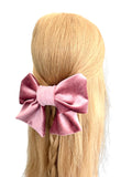 Dusky pink velvet hair bow barrette clip 