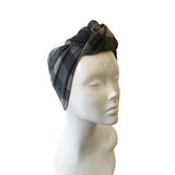 Wide Gym Cotton Headband Grey Stretchy Yoga Turban Headband for Women