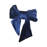 Luxury navy blue velvet hair bow clip