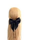 Black velvet hair bow barrette clip for women