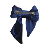 Luxury navy blue velvet hair bow clip