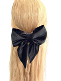 Black velvet hair bow barrette clip for women