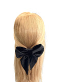 Black velvet hair bow barrette clip for women