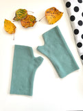 Duck egg fingerless arm warmer mittens