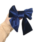 Luxury navy blue velvet hair bow clip