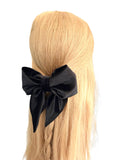Black velvet hair bow barrette clip for women
