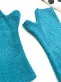 Teal blue fingerless wrist warmer texting gloves