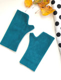 Teal blue fingerless wrist warmer texting gloves