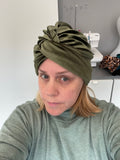 Olive Green Cosy Velvet Turban Hat