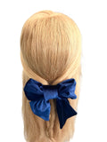 Luxury navy blue velvet hair bow clip