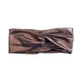 Dark Rose Gold Striped Metallic Twist Headband