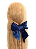 Luxury navy blue velvet hair bow clip