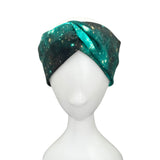 Green Celestial Star Print Turban Twist Headband