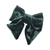 Luxury teal blue green velvet hair bow barrette