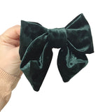 Luxury teal blue green velvet hair bow barrette