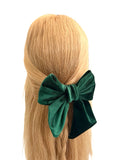 Dark green velvet hair bow barrette clip