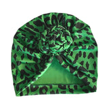 Green and Black Cheetah Animal Print Retro Knot Turban Hat