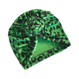 Green and Black Cheetah Animal Print Retro Knot Turban Hat