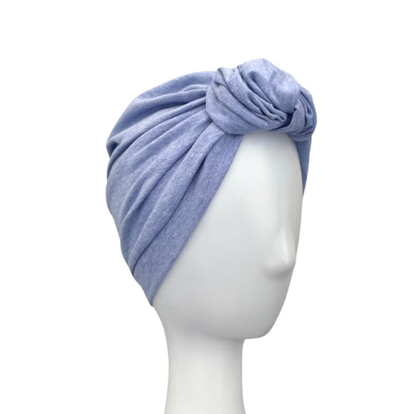 Light Marl Blue Turban Hat for Women