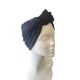 Navy Blue Wide Lace Headband for Women