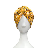 Yellow Floral Twisted Turban Hat for Women