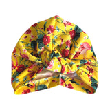 Soft Floral Yellow Jersey Hair Turban Head Wrap Hat