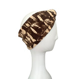 Stylish Brown And Beige Turban Twist Headband