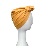 Prettied Mustard Yellow Knot Turban Hat for Women