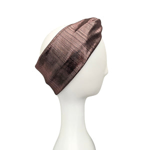 Dark Grey Patterned Thick Ponte Roma Turban Twist Hat 
