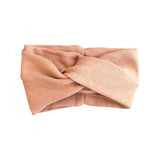 Camel beige brushed wool turban twist headband