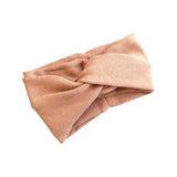 Camel beige brushed wool turban twist headband