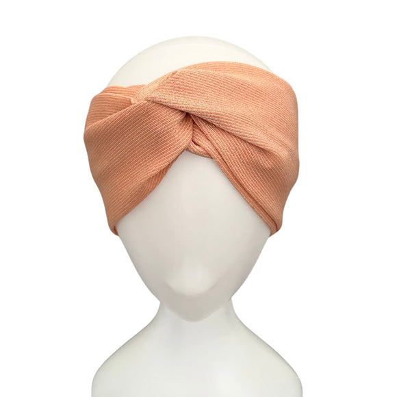 Blush Pink Gold Metallic Ribbed Knit Headband