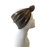 Gold Metallic Wide Front Knot Fashion Turban Headband