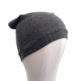 Elastic Charcoal Grey Knit Jersey Beanie Hat