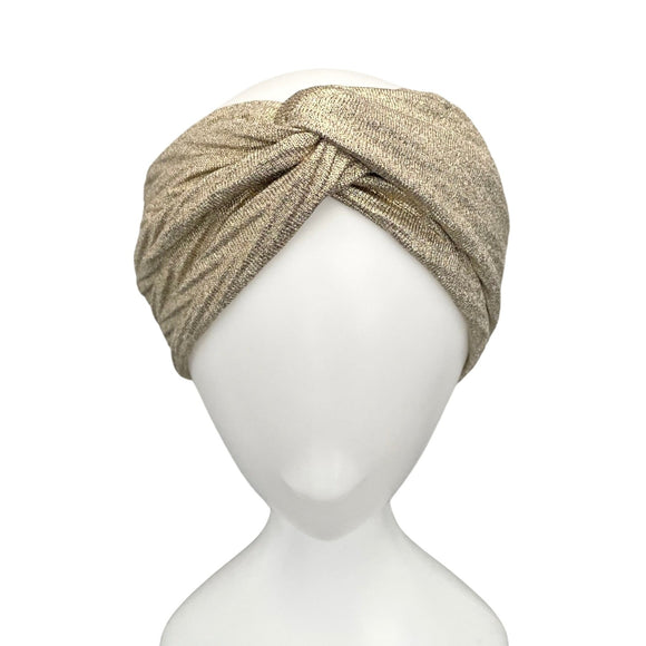 Gold Metallic Zig Zag Knit Turban Twist Headband
