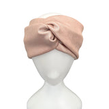 Thick Pale Pink Silver Metallic Turban Twist Headband