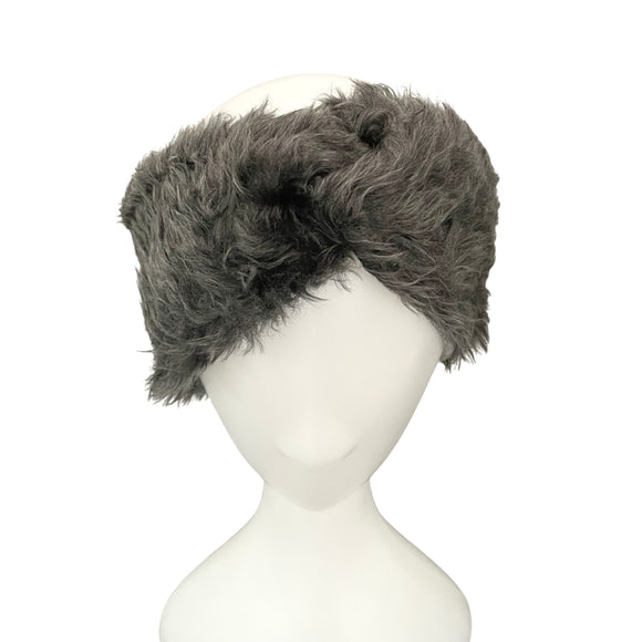 Grey Faux Fur Winter Headband for Women