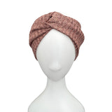 Pink Gold Metallic Ribbed Knit Turban Twist Headband