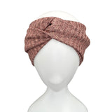 Pink Gold Metallic Ribbed Knit Turban Twist Headband