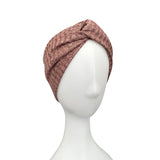 Pink Gold Metallic Ribbed Knit Turban Twist Headband